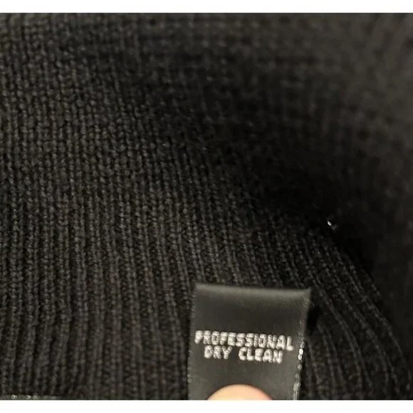 Brandini Black Suede Leather Merino Wool Full Zip Sweater Jacket Mens Size Large - Picture 6 of 8